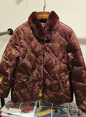 高端俏红玛羽绒服女短款2025冬季中年妈妈加厚真毛领短外套28065