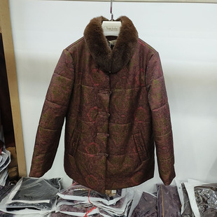 贵福媛YYD8818中老年人冬女真毛领子棉衣奶奶羊毛棉服国风妈妈装