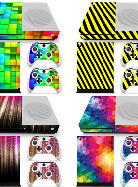 XBOX ONE S贴纸痛机贴磨砂xboxones游戏机贴纸主机贴格子条纹贴纸