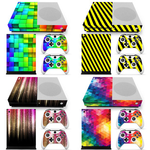 XBOX ONE S贴纸痛机贴磨砂xboxones游戏机贴纸主机贴格子条纹贴纸
