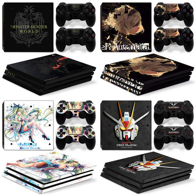 PS4 Pro主机贴纸PS4 pro配件游戏机卡通贴木纹石头纹几何图形迷彩