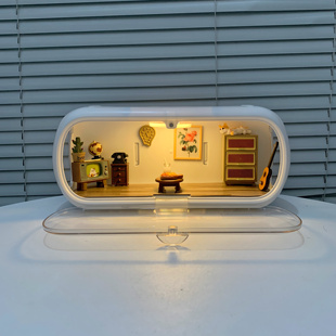 萌粒公仔娃屋展示盒4公分太空舱摆件lookup别墅小屋场景bjd收纳柜