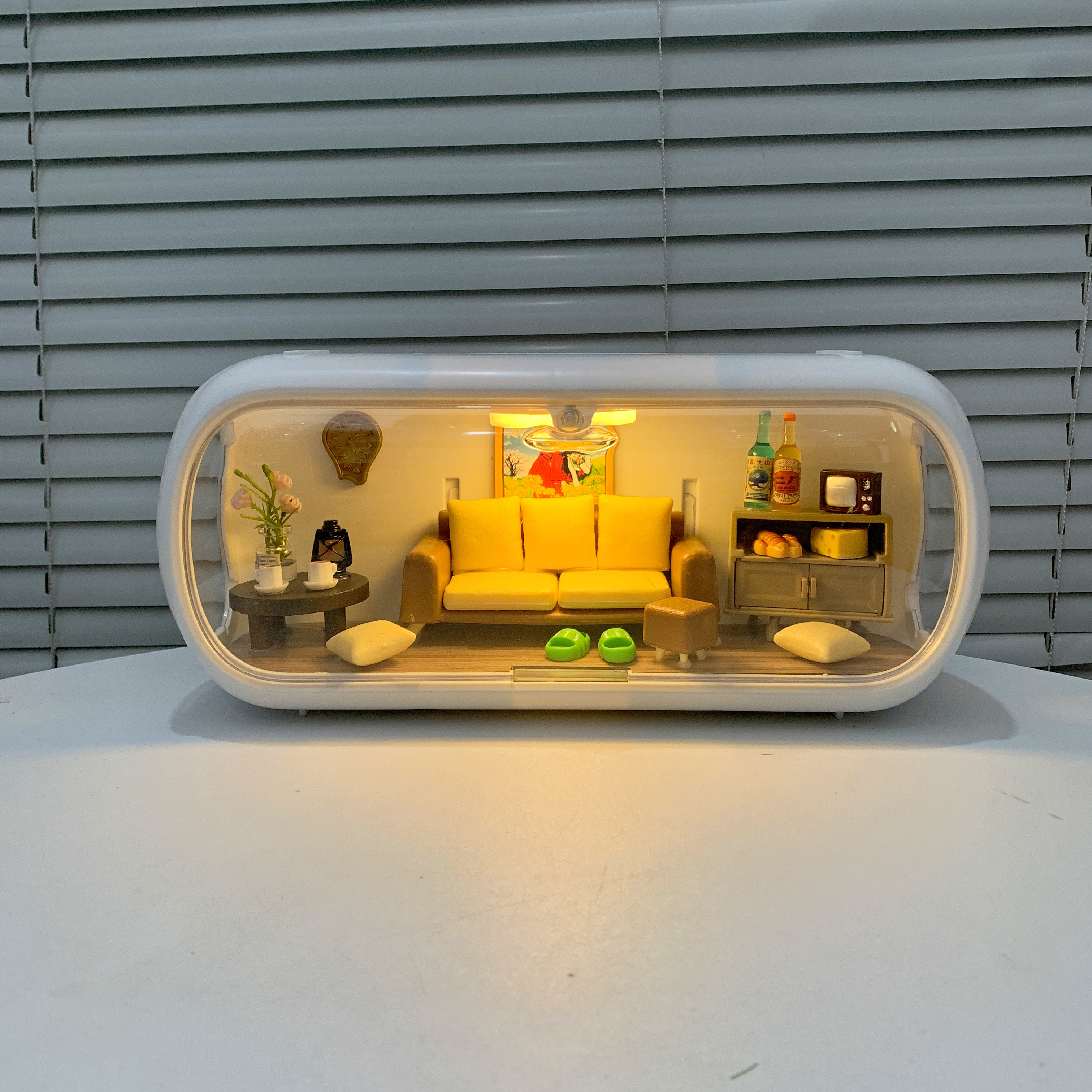 泡泡玛特面包脑袋盲盒场景展示盒diy迷你小配件道具微缩娃屋造景