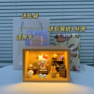 生日礼物女生正版哈喽KT送女孩女生儿童摆件diy小夜灯Hello凯蒂猫