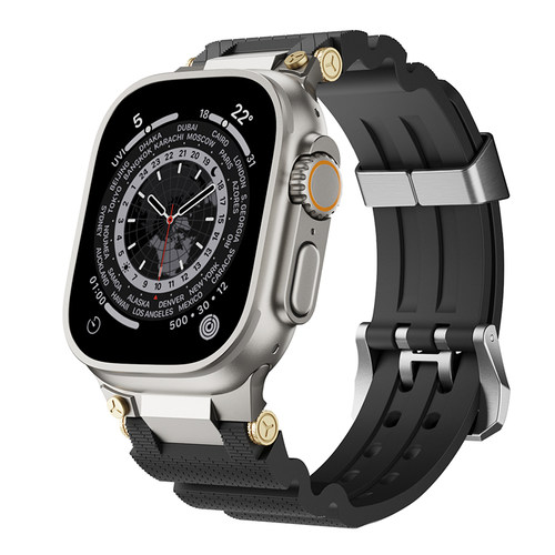 Series10手表带新款46mm适用applewatchultra2运动不锈钢接口软TPU改装苹果手表iwatch 6 7 8 9代金属s10硅胶