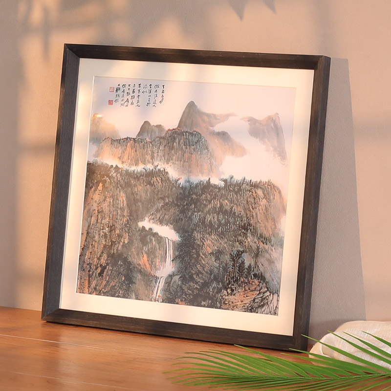 方形国画25 50画框书法挂墙字画装裱钻石框架十字绣边框实木定制