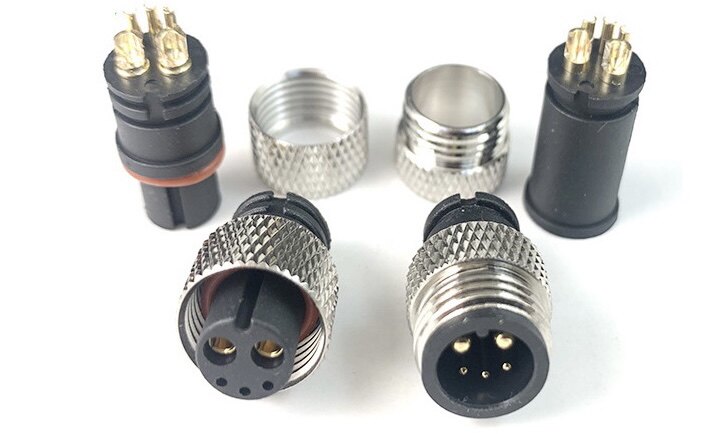 电动车电源2+3 防水头2+4插头 大针2.0 大电流M12防水连接器