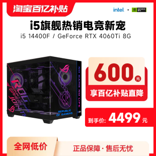 14400F主机 RTX4060 4060Ti台式 攀升i5 机直播整机海景房全套组装 13400F 电脑主机游戏电竞DIY组装 12400F