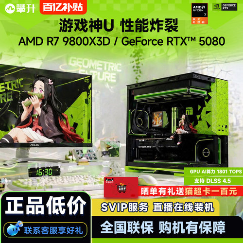 【百亿补贴1700元】攀升AMD R7 9800X3D电脑主机9600X/RTX 5060/9700X/RTX5080/5070Ti台式机DIY主机组装电脑