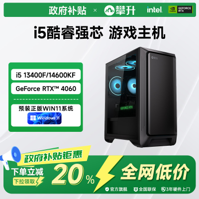 【国补以旧换新政府补贴20%】攀升兄弟战骁i5台式电脑13400F/14600KF/RTX4060/5070电脑主机台式电脑整机全套