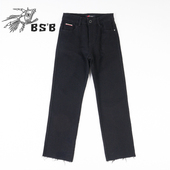 女2024秋冬新显瘦遮肉宽松直角九分裤 BS2B 小魔鱼黑色直筒牛仔裤