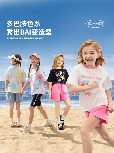 Дисней, хлопковая летняя детская футболка, подходит для подростков