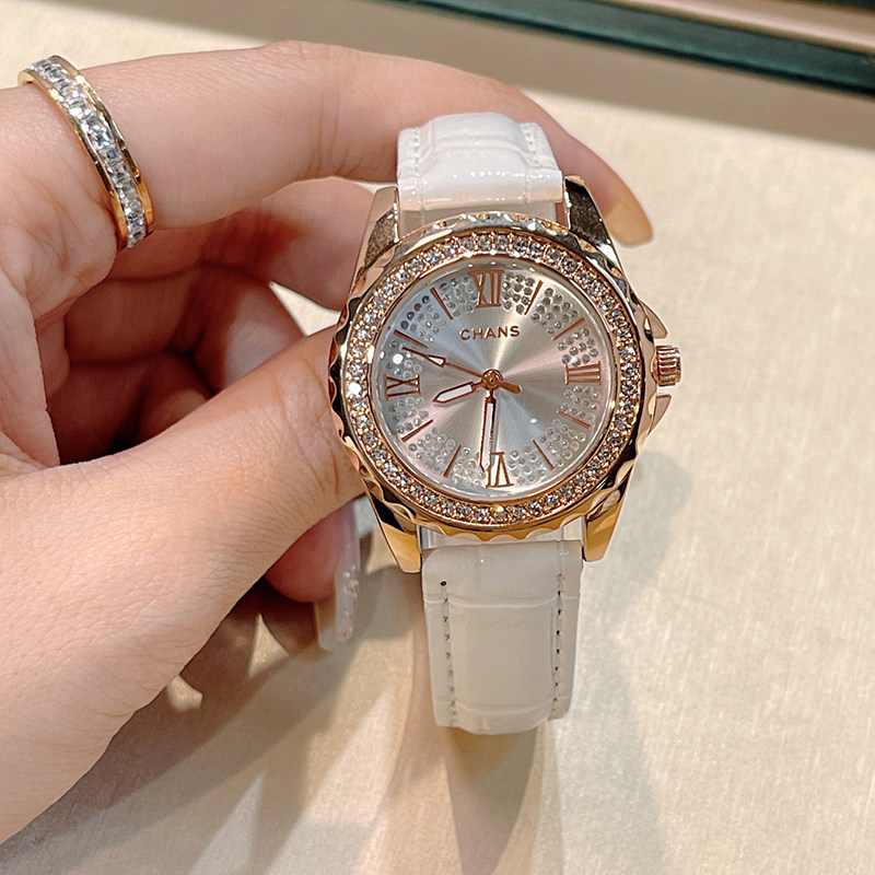 2022年网红复古罗拉同款锆钻轻奢石英表简约防水夜光气质手表女士