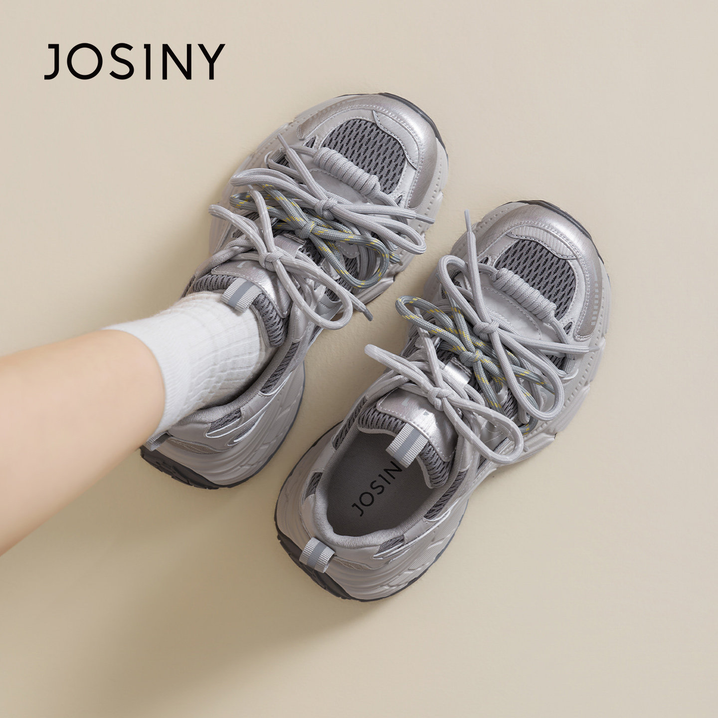 卓诗尼2026春季新款显瘦老爹鞋时尚舒适厚底运动鞋潮流百搭休闲鞋