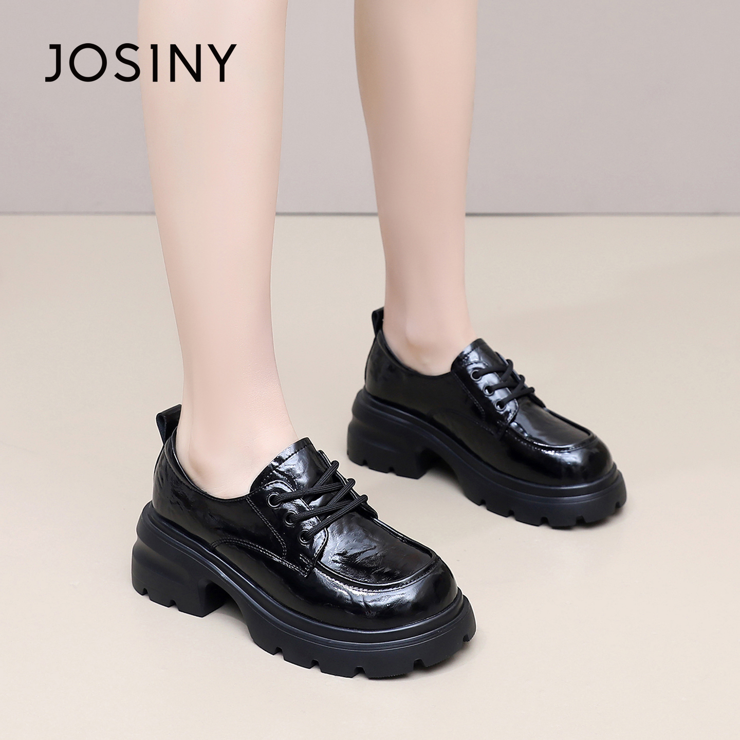 卓诗尼2026春季新款复古乐福鞋女时尚舒适英伦风百搭粗跟小皮鞋女