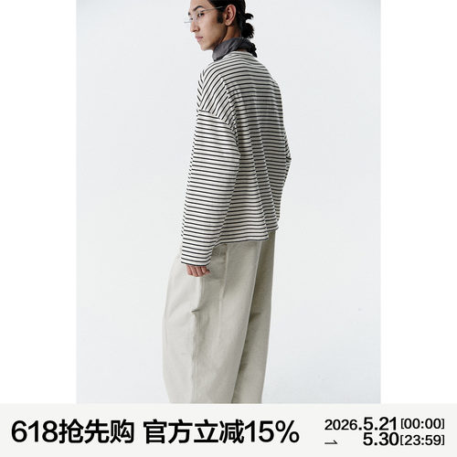 经典条纹圆领T恤宽松版型