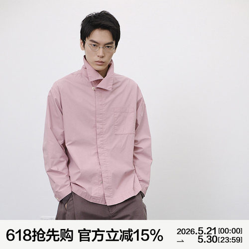 MANUFACTURE 交叠领斜门襟长袖衬衫