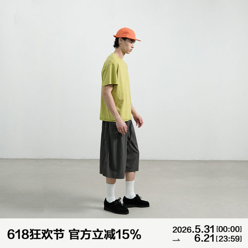 MANUFACTURE 竹节棉卷边短袖T恤
