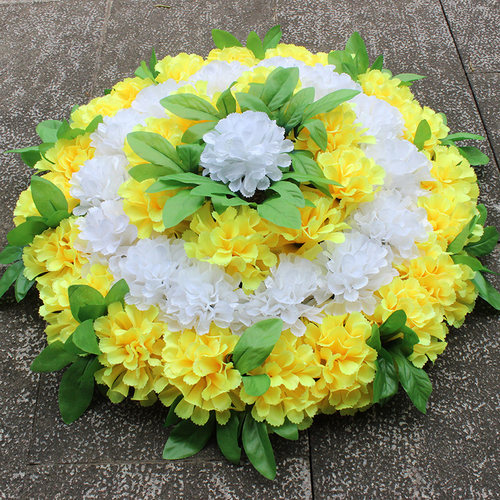 绢花60厘米菊花圈清明节花扫墓花上坟塑料花圈祭祀公墓碑前摆放花 - 封面