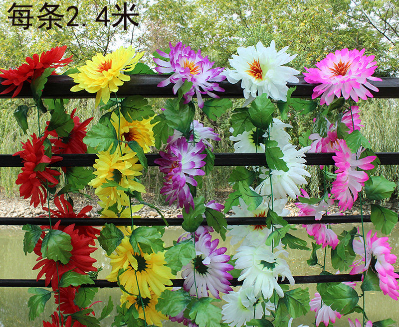 仿真花菊花藤花串挂花便宜清明花绢花扫墓花墓碑花条装饰花假花藤_虎窝淘