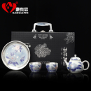 康乐品高档999纯鎏银茶具郑文强手工陶瓷办公功夫茶具整套1壶两杯