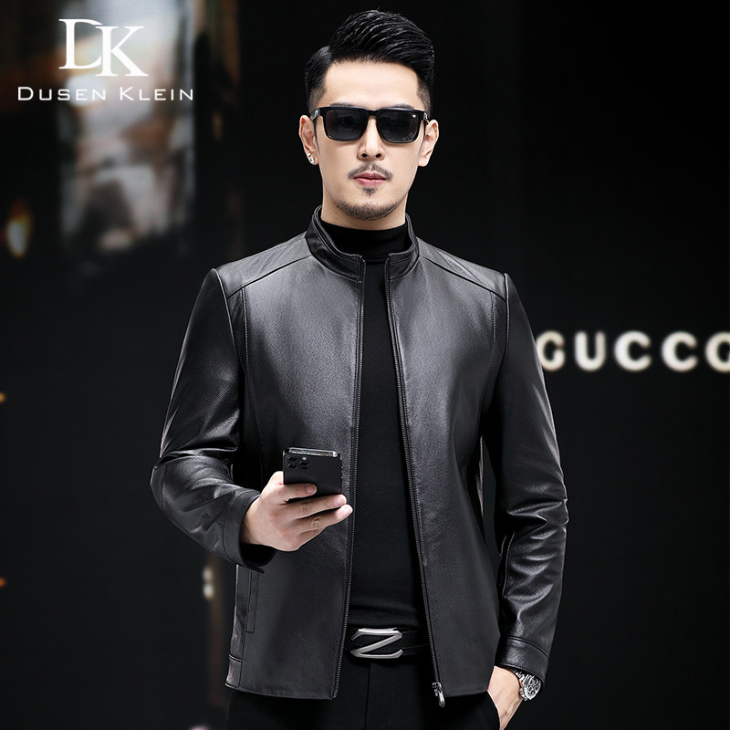 DK头层牛皮简约商务真皮皮衣