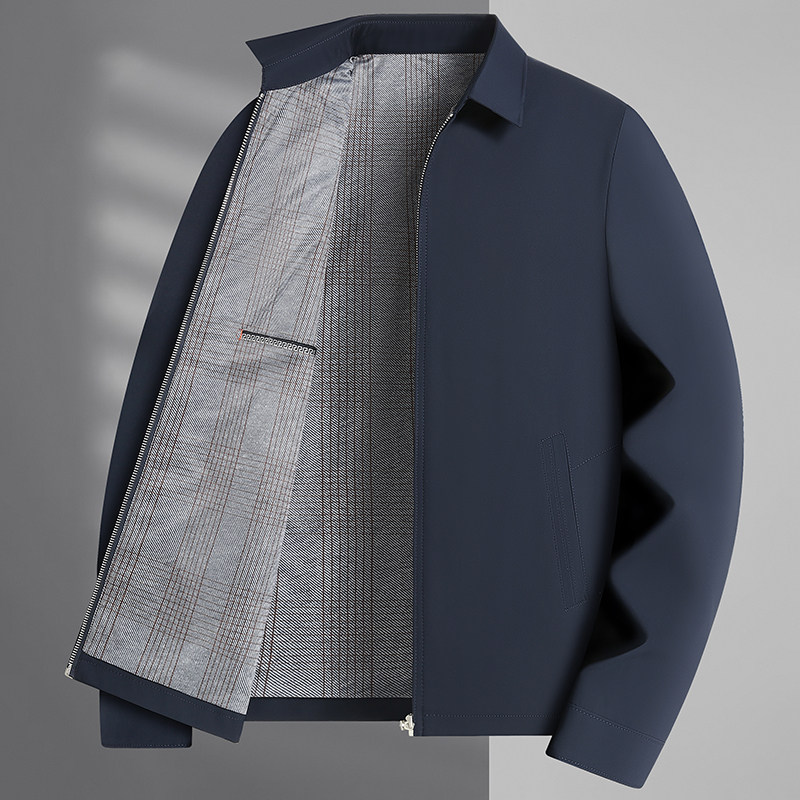 加肥加大码爸爸春秋装男行政翻领夹克肥佬特大号宽松上衣休闲外套