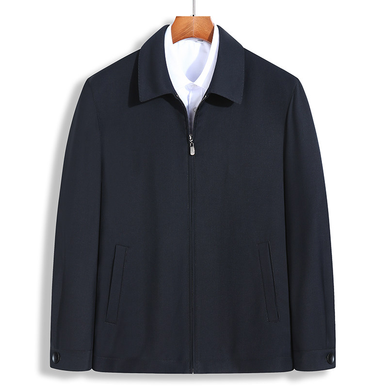 夹克男外套爸爸春秋装加肥加大码胖子翻领商务休闲宽松上衣中老年