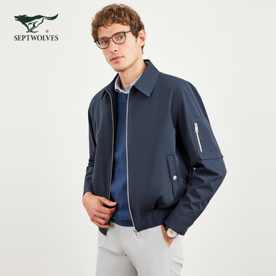七匹狼翻领夹克外套男2026春秋季新款商务休闲行政干部飞行员男装