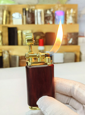 Spunk司派克新款斜火砂轮烟斗机金属檀木充气机创意打火机送朋友