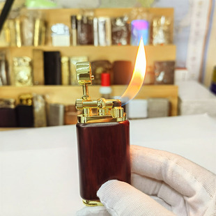 Spunk司派克新款斜火砂轮烟斗机金属檀木充气机创意打火机送朋友