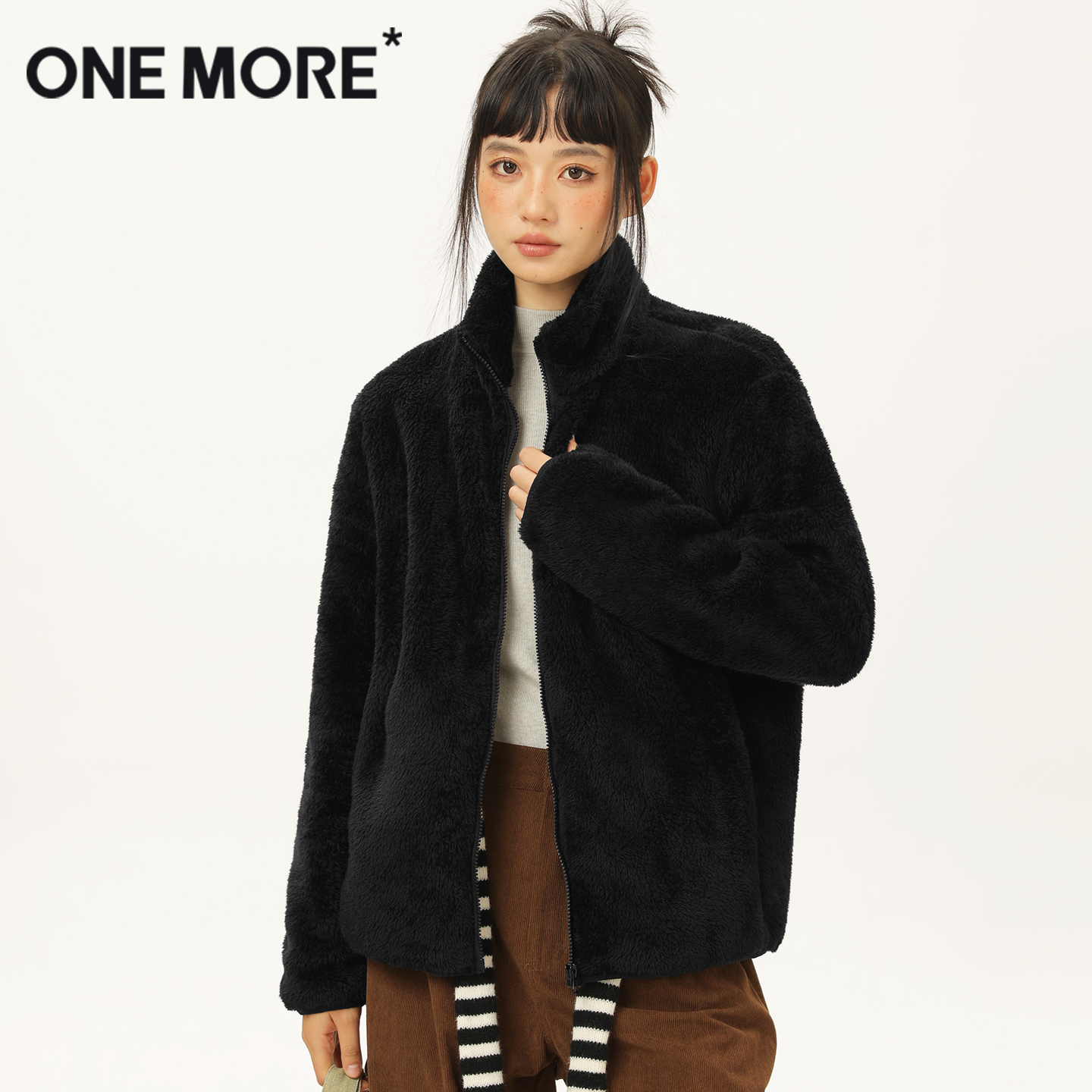 onemore加绒加厚外套摇粒绒