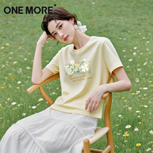 one more短袖女t恤夏2025夏季流行单品抗菌正肩半袖黄色气质上衣X