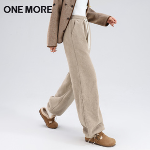 more加绒裤 加厚直筒阔腿裤 子女2025新款 摇粒绒休闲卫裤 冬季 one