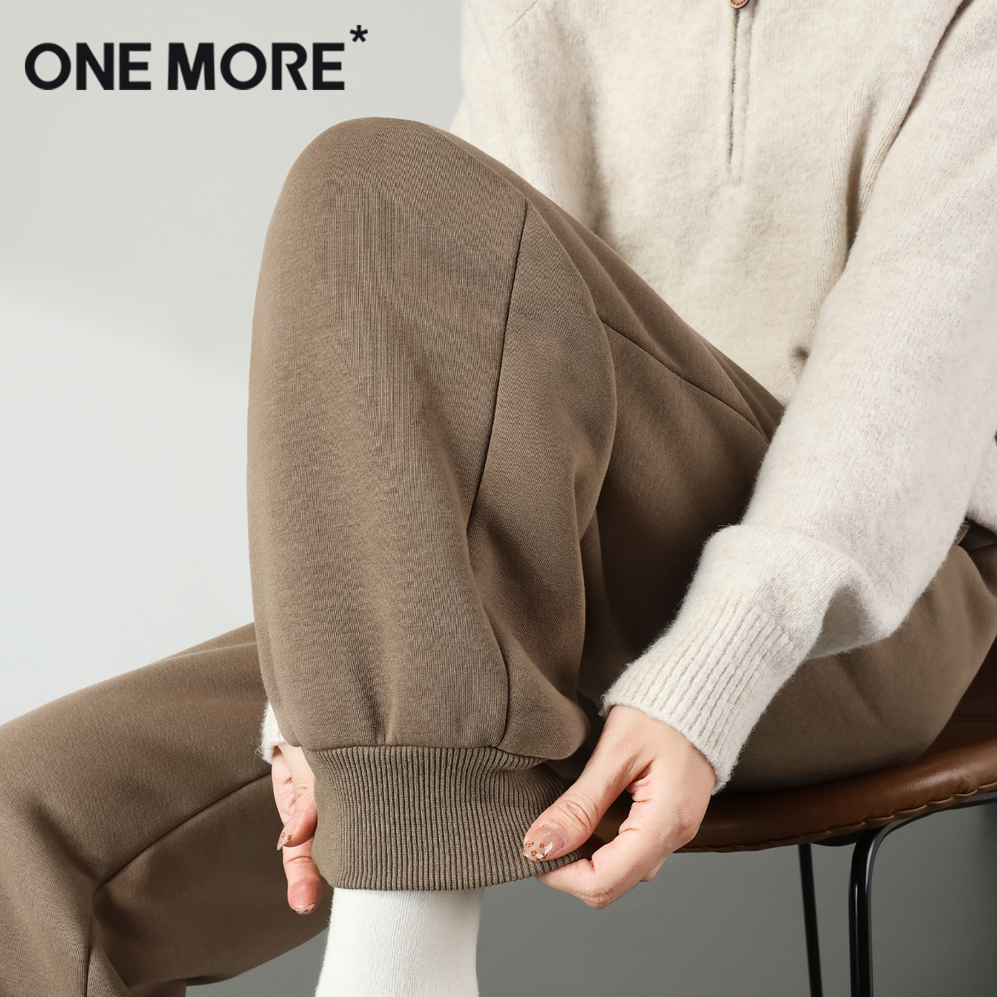 onemore加厚羊羔绒束脚裤