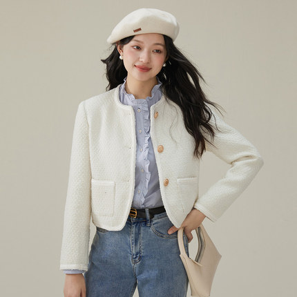 one more文墨2025秋季短款高级感小香风外套气质女装法式时尚上衣