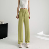 more冰丝阔腿裤 薄款 女2025夏季 one 窄版 小个子垂感直筒休闲裤 裤 子