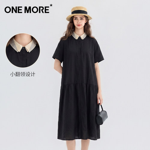 one more夏季轻奢老钱风小黑裙女2026新款高级感慵懒风大码连衣裙