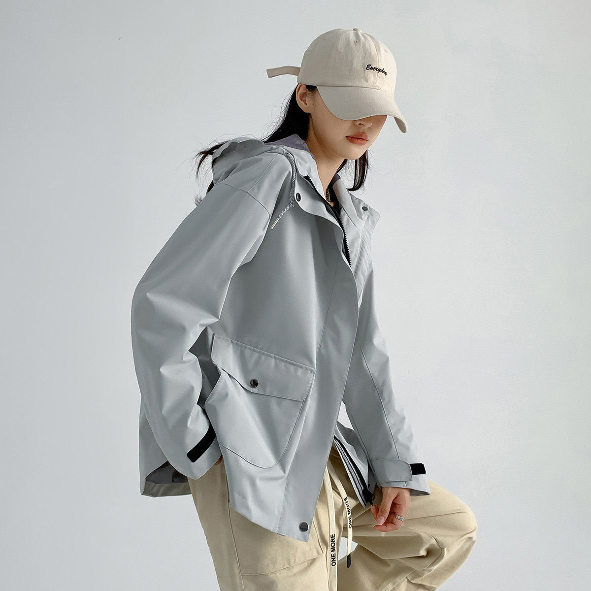 one more短款纯色外套女士2025新款秋季百搭宽松休闲百搭