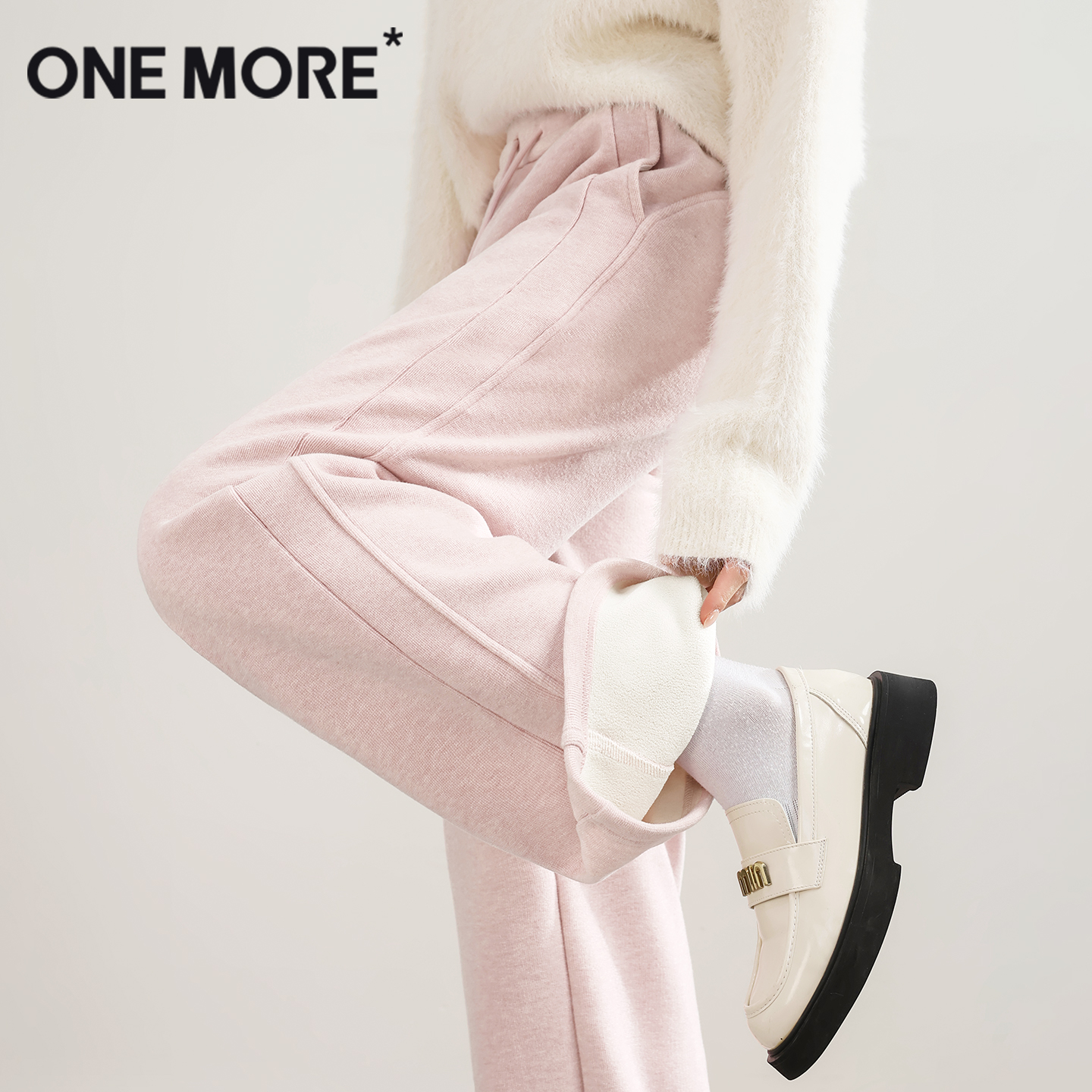 onemore慕斯绒阔腿裤