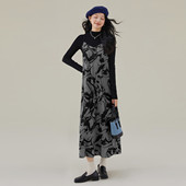 one more水墨画吊带裙高级感背带裙女2025印花连衣裙长裙气质裙子