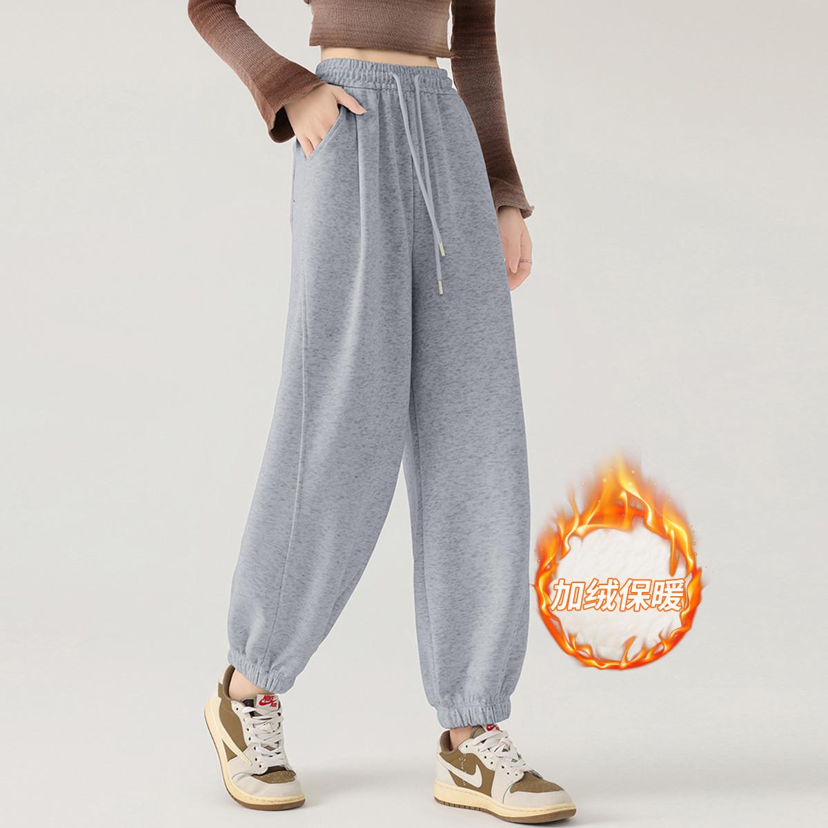 束脚裤onemore哈伦裤高腰加绒