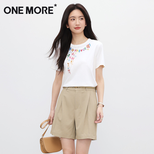 夏季 one t恤女2025新款 抗菌設(shè)計(jì)感上衣盛夏流行風(fēng)格 more正肩短袖