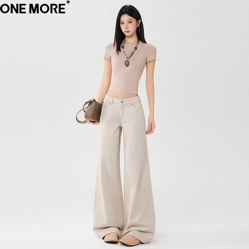 One More美式低腰辣妹阔腿牛仔裤女2026春夏季直筒宽松拖