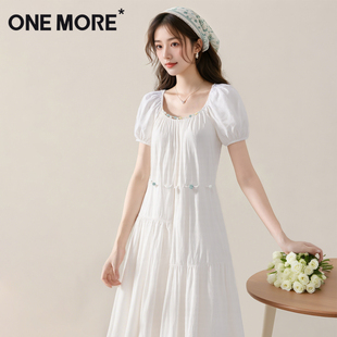 氣質(zhì)長(zhǎng)裙法式 one more白色連衣裙女2025新款 盛夏流行風(fēng)格 連身裙X