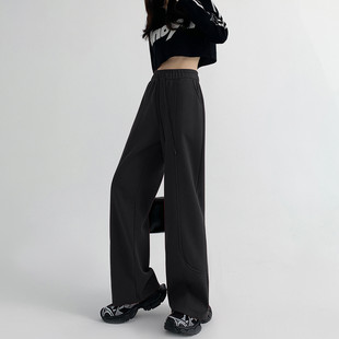 弯刀拖地阔腿裤 one 冬高腰垂感镰刀裤 女2025新款 more加绒休闲卫裤