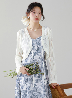 one more2025夏季新款法式小披肩镂空针织开衫女士外搭罩衫空调衫