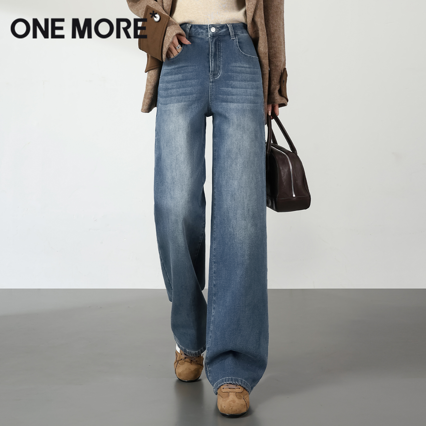 onemore阔腿牛仔裤女新款