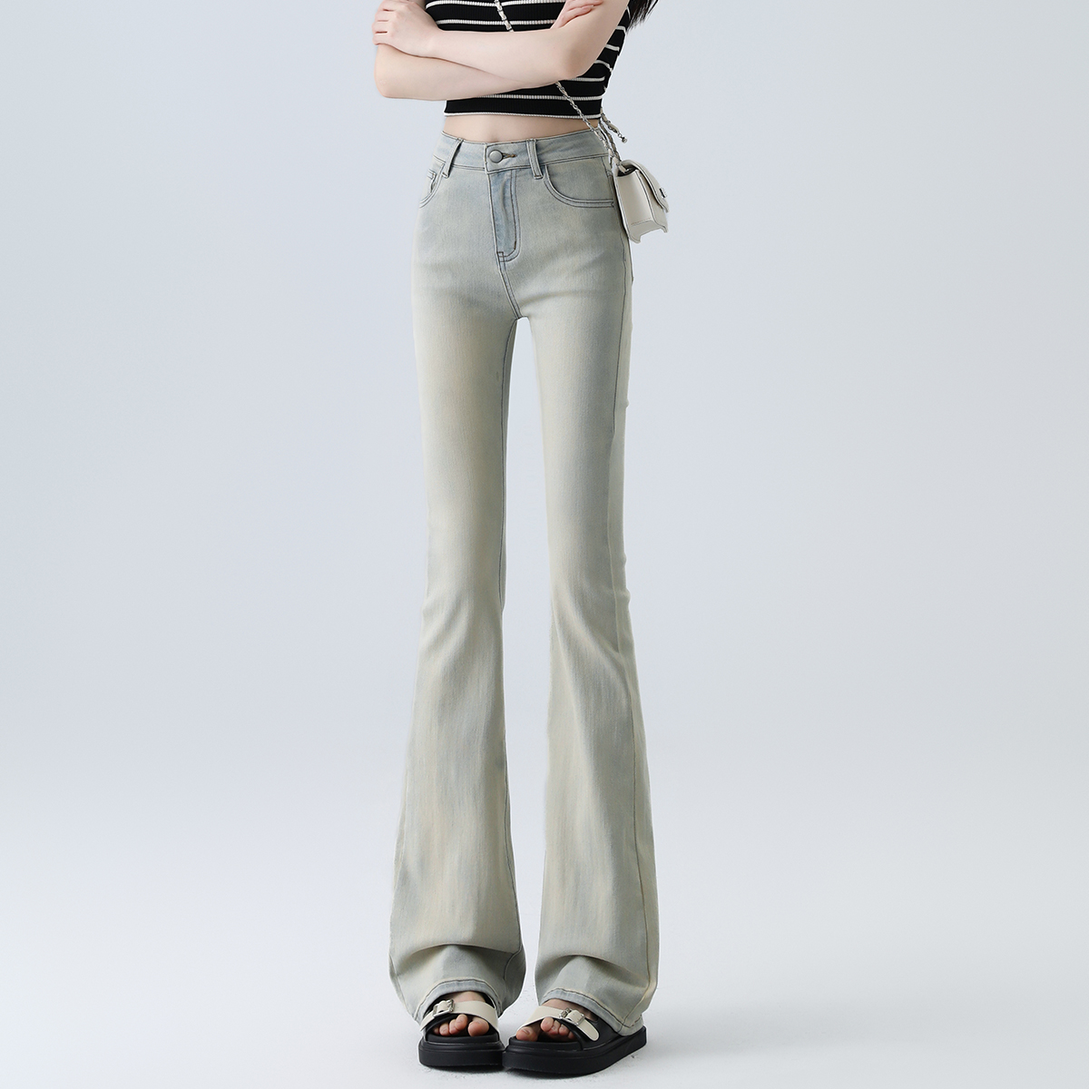 秋季微喇牛仔裤女修身新款