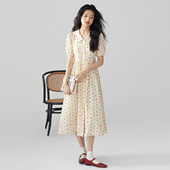 a字衬衫 one 裙 彩色波点连衣裙高级感女短袖 修身 more2025夏季 新款